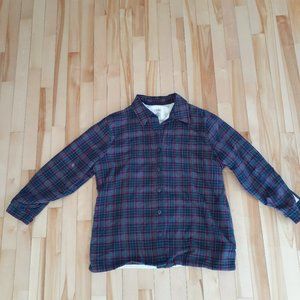 L.L. Bean Plaid Women's button down shirt with fleece/sherpa, Medium